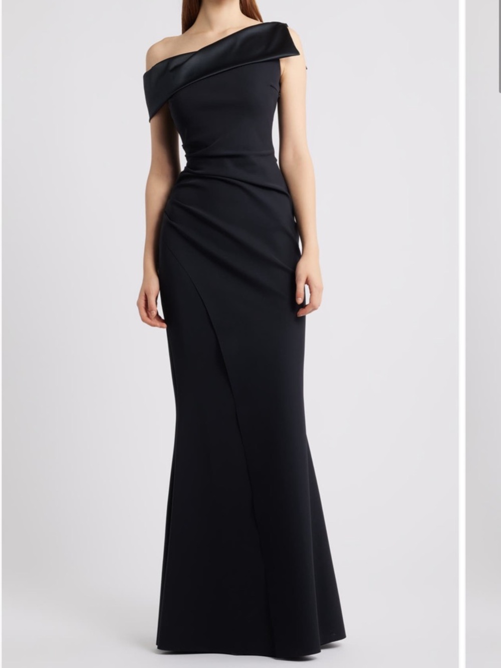 Chiara Boni Koppany Ruched Off the Shoulder Mermaid Gown in Black